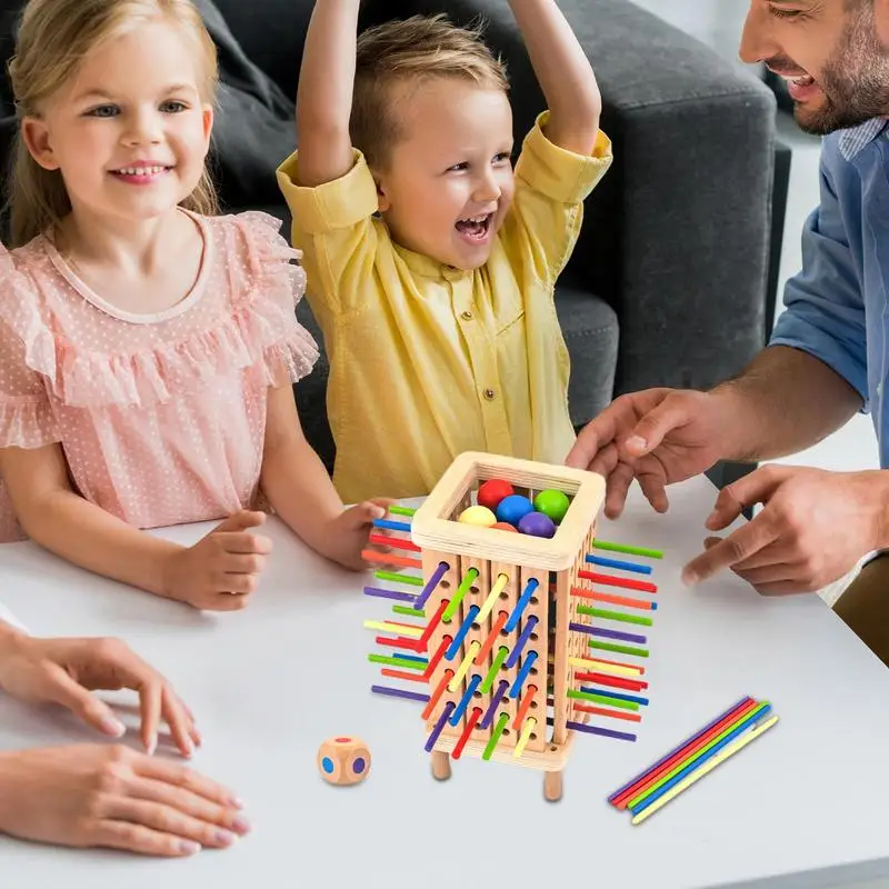 Stick Dice Game Wooden Balance Tower Pick Up Game Colorful Wood Sticks Game Wooden Sticks Stacking Game Educational Toys