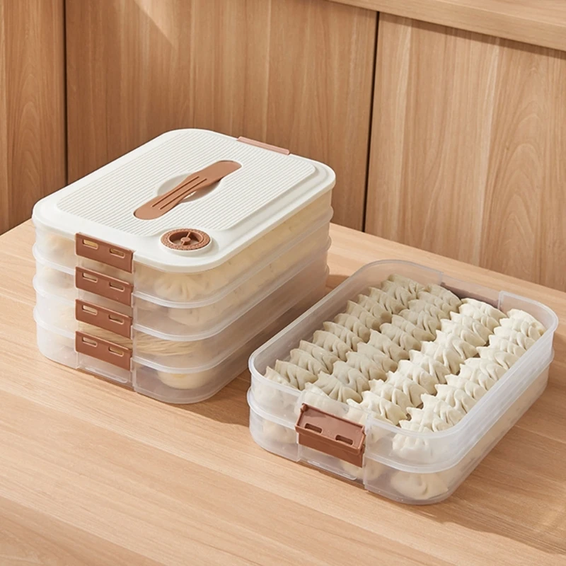 Multi-layer Dumpling Storage Box with Lid Multipurpose Supplies for Kitchen Wonton Refrigerator Organization