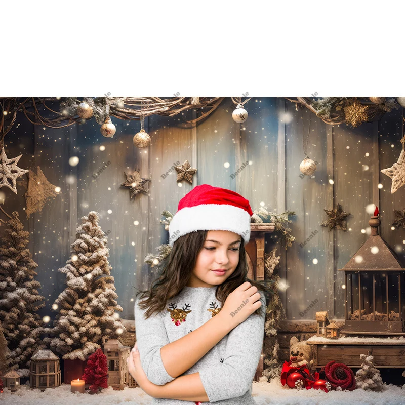 Beenle Christmas Photography Background Winter Xmas Tree Fireplace Gifts Family Party Decor Baby Portrait Backdrop Photo Studio