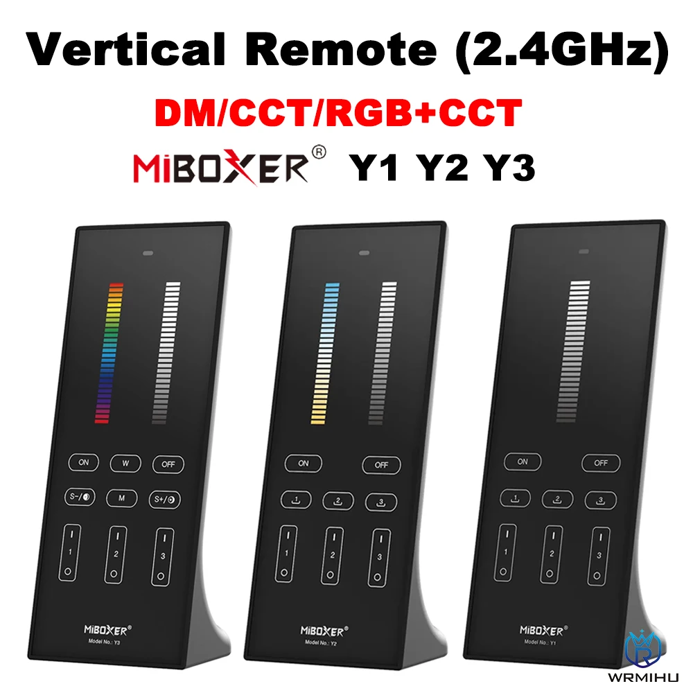 miboxer dimmer de controle remoto vertical para fita led rgb mais cct y1 y2 y3 brilho 24ghz 3v temperatura de cor lampada led 01