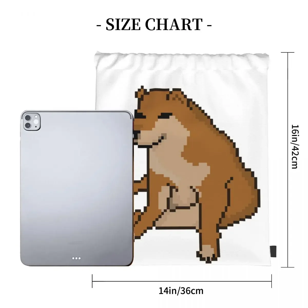 Pixelated Cheems Backpacks Fashion Portable Drawstring Bags Drawstring Bundle Pocket Sundries Bag Book Bags For Travel Students