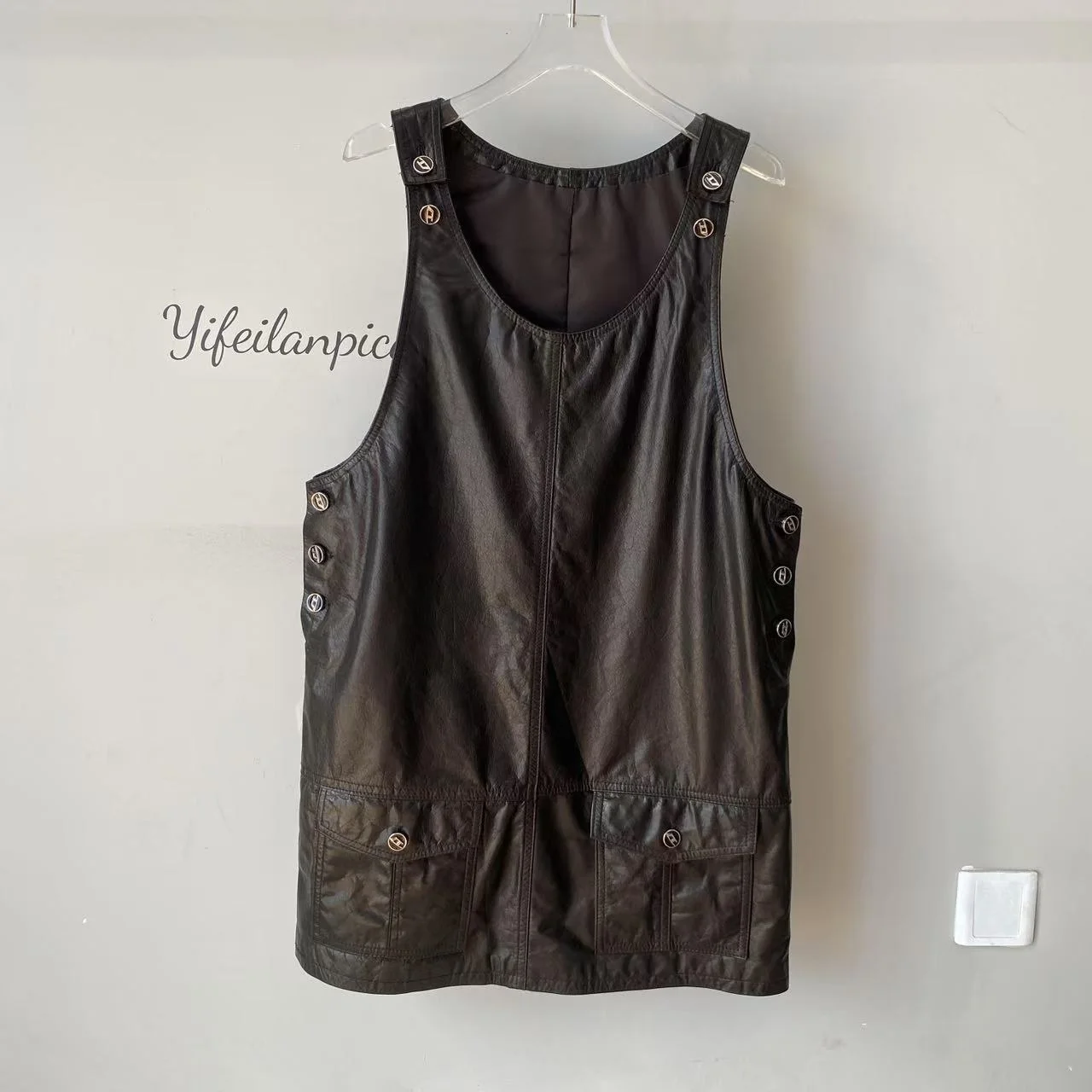 

Модный кожаный жилет Dr, женская юбка-миди с разрезом, осеннее новое поступление, круглый, свободный крой, для поездок на работу