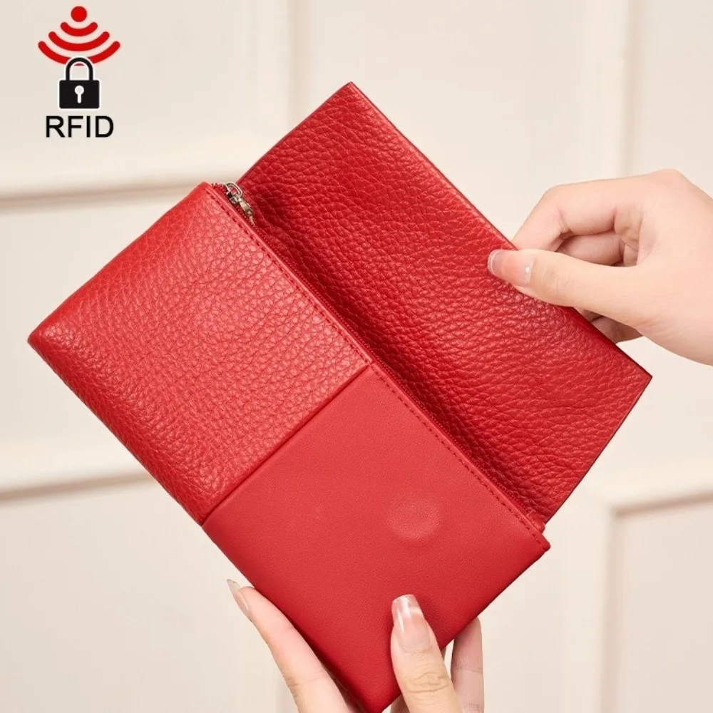 High Quality Long Women's Wallet RFID Blocking Portable PU Leather Clutch Multi-Pocket Tri-Fold Wallet For Women