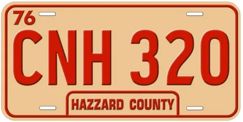 1976 Hazzard Country CNH 320  Aluminum Novelty Car License Plate