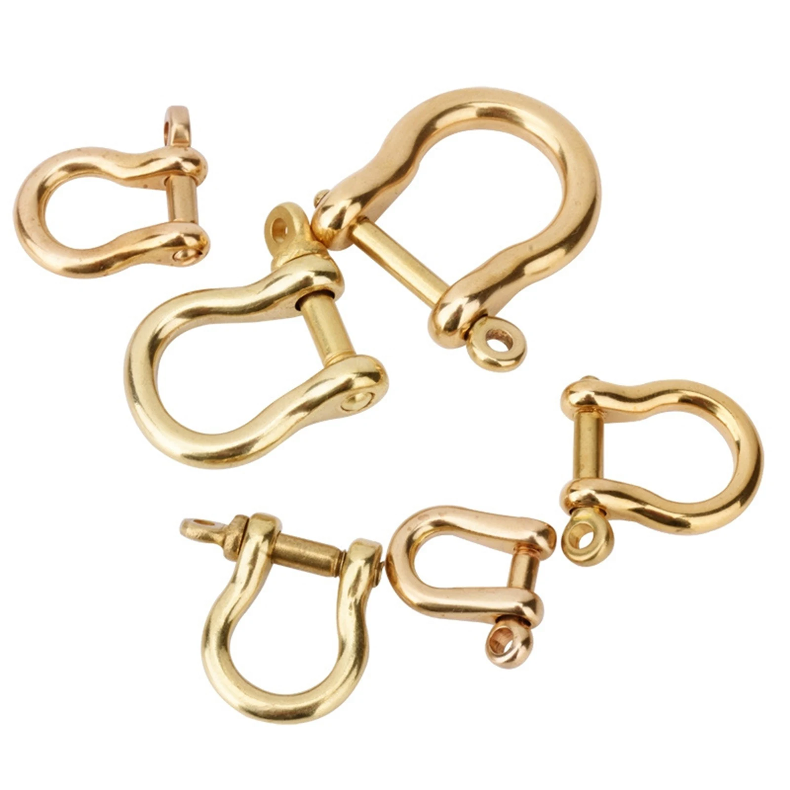 Solid Brass D-bow Staples Shackle Carabiner Screw Pin Removable Anchor Keychain Ring Joint Connector Buckle U-type Hook 6mm-15mm