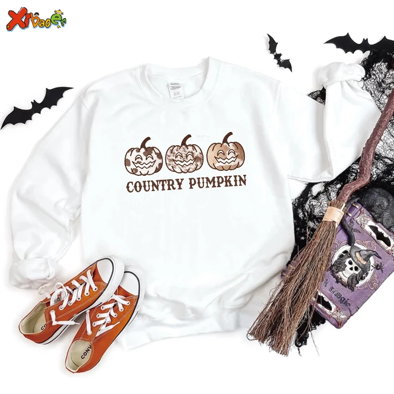 Vintage Pumpkin Patch Halloween Crewneck Pullovers Harajuku Hoodie Men Women Fall Sweatshirt Kids Farm Fresh Pumpkins Sweatshirt