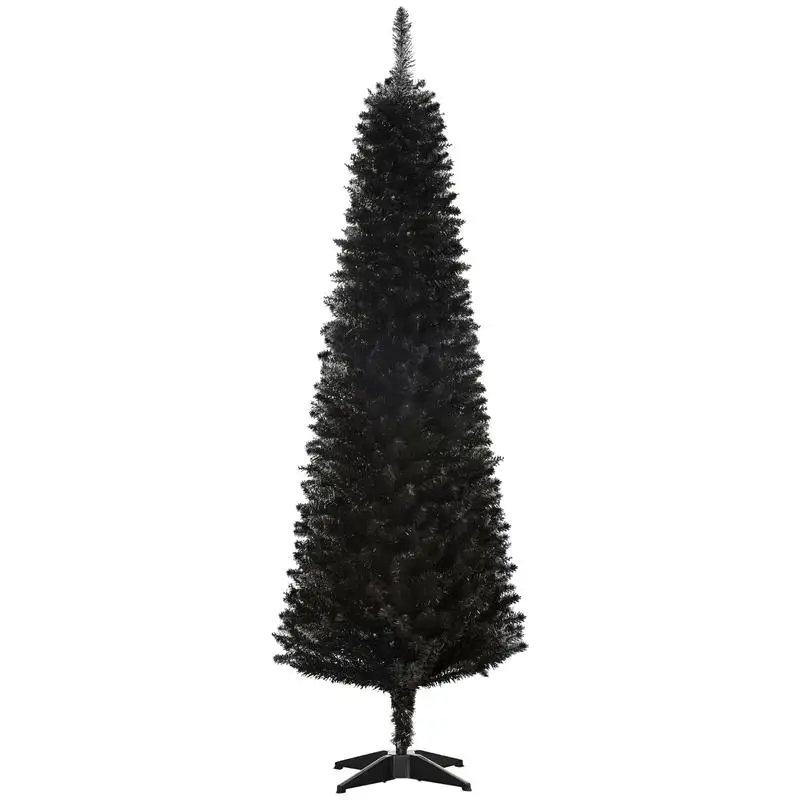 

HOMCOM 6' Artificial Pencil Christmas Tree, Slim Xmas Tree with 390 Realistic Branch Tips and Plastic Stand, Black