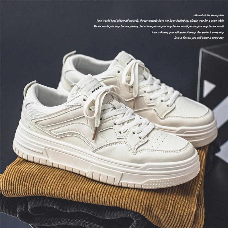 Casual board shoes fashion shoes 2024 new style high white shoes boys spring Korean version of all-purpose sports platform