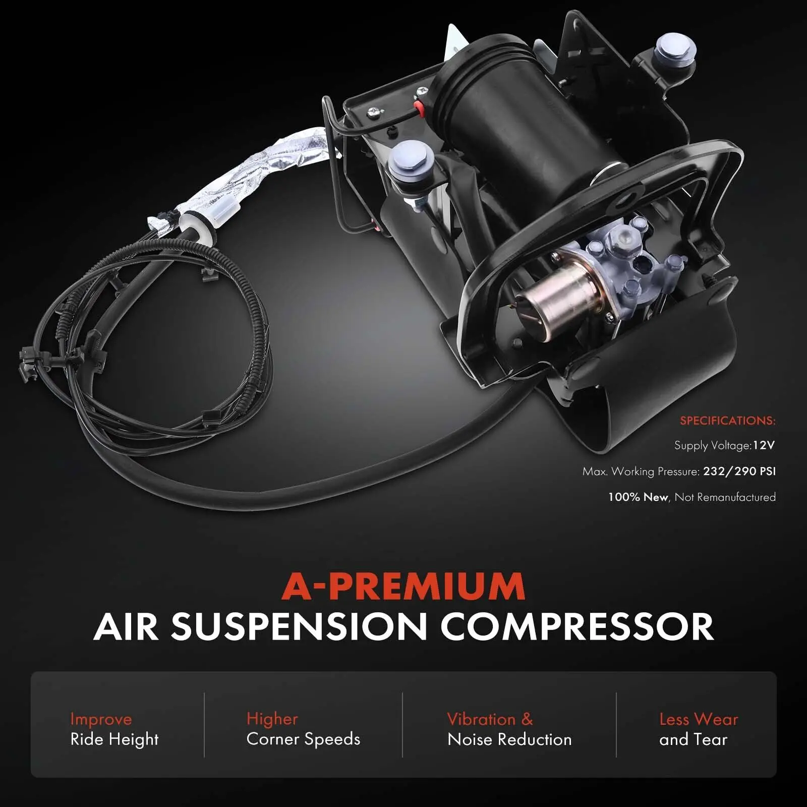 New Air Suspension Compressor Pump For Cadillac XTS 2013-2019 V6 3.6L Rear Side 22936012, 22983463, 23129283, 23168660, 23446561