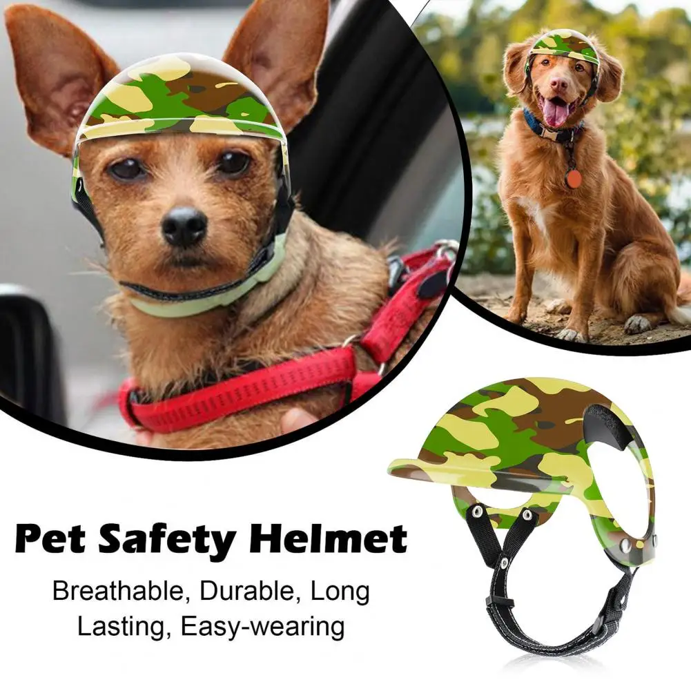 Pet Helmet With Ear Holes Adjustable Pet Head Gear Sport Dog Motorcycle Helmet Impact Head Protect Pet Accessories