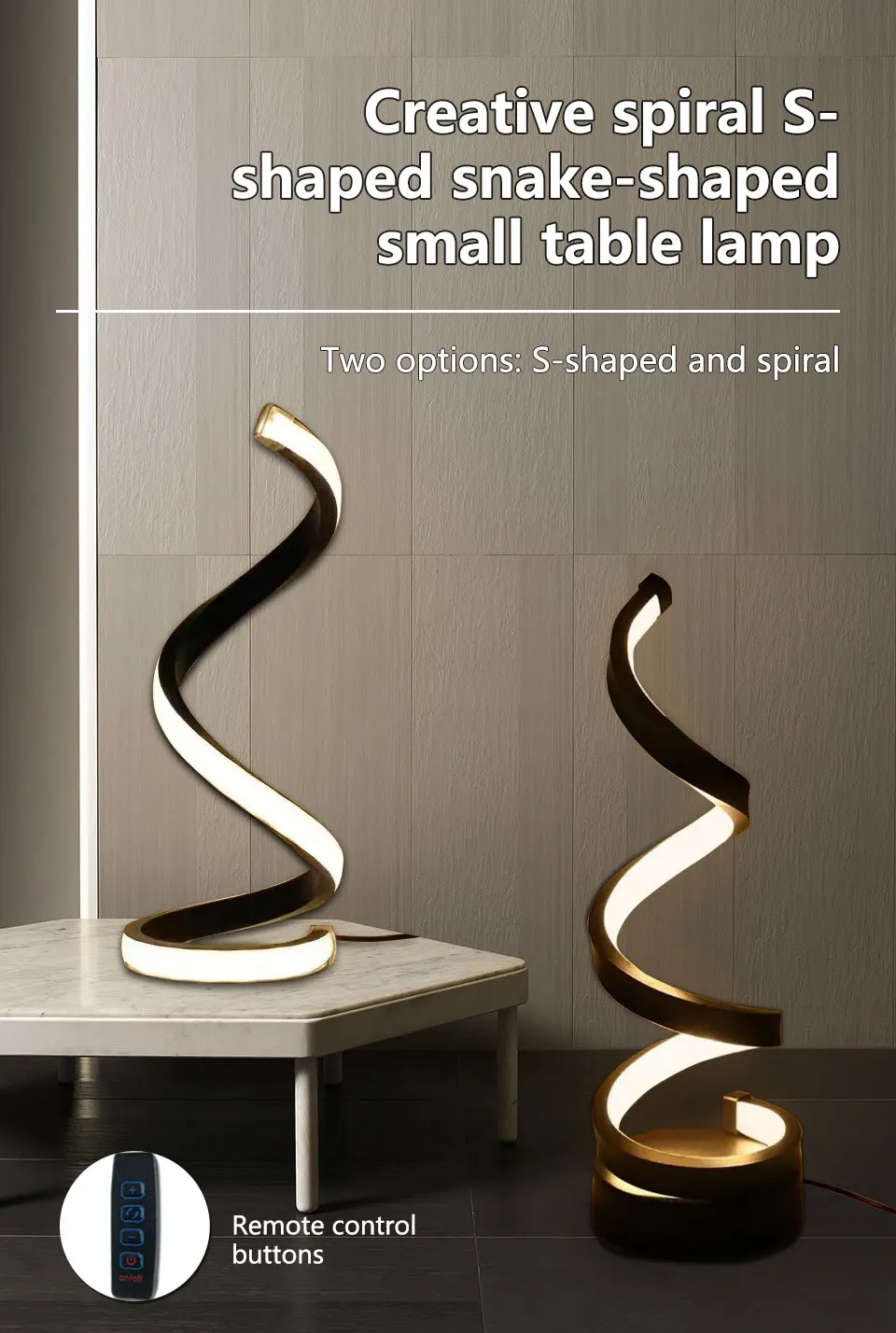 USB Plug in Creative Spiral LED Night Light Dimmable 3 Colors Adjustable for Living Room Office Desk Table Bedroom Bedside Decor