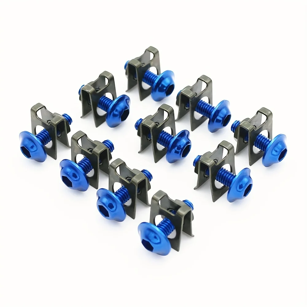 10pcs Universal Motorcycle Fairing Body Bolts Scooter Nuts 6mm Spire Speed Fastener Clips Screw Spring Nut Cafe Racer Old School