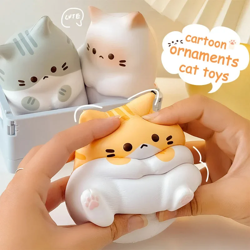 

3PCS Kawaii Cat Decompression Soft Waxy Toy PU Extrusion Rebound Pressure Ball Children's Desktop Ornaments Creative Gifts