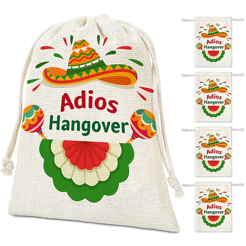 20 Pcs Hangover Kit Bags, Mexican Carnival Adios Hangover Bachelorette Party Gift Bags for Bridal Shower, Wedding, Engagement