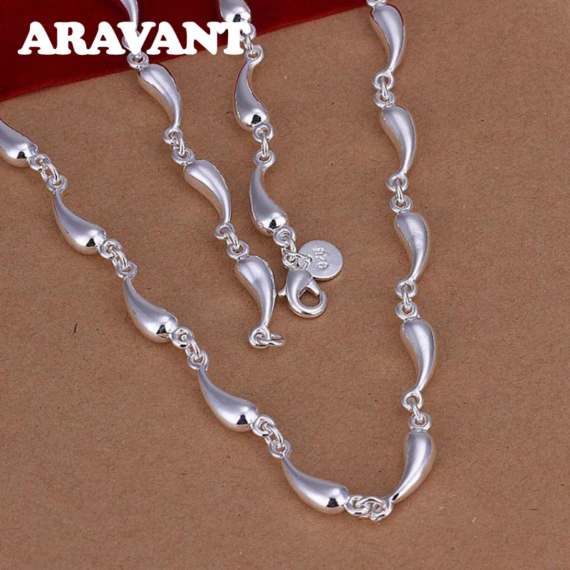 

925 Silver Water Drop Necklace For Women Men Fashion Jewelry