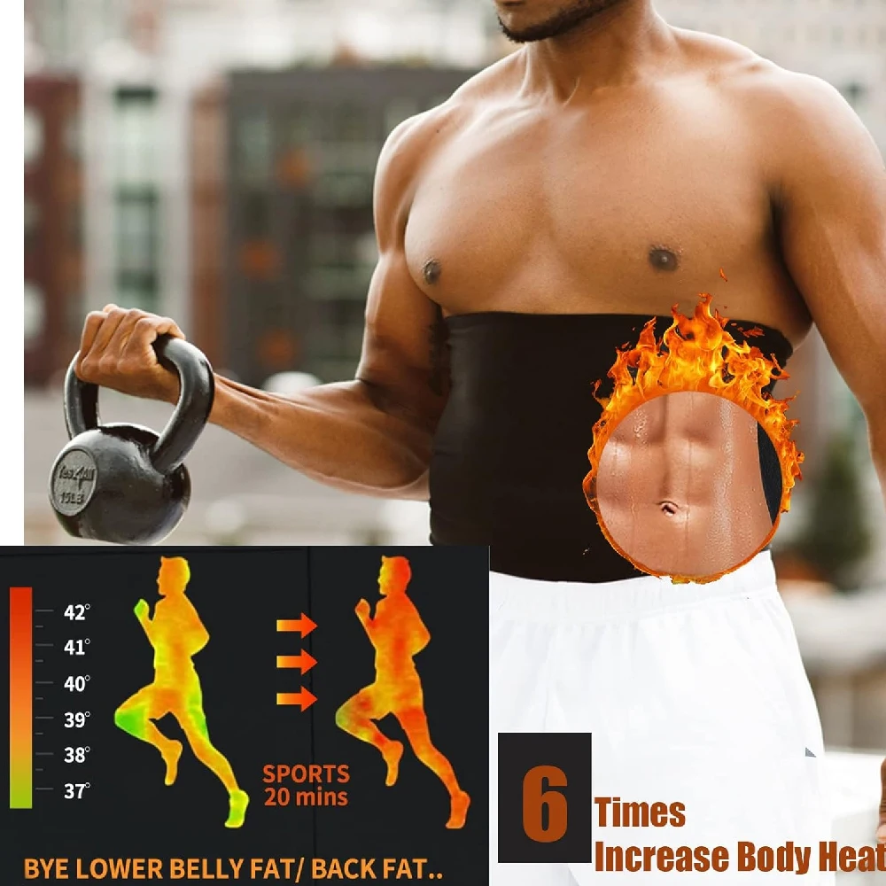 KEERUNNP 1PCS Sauna Slimming Belt Waist Trimmer for Men, Neoprene-Free Waist Cincher, Sweat Workout Shaper Belly Fat Burner Wrap - view 6