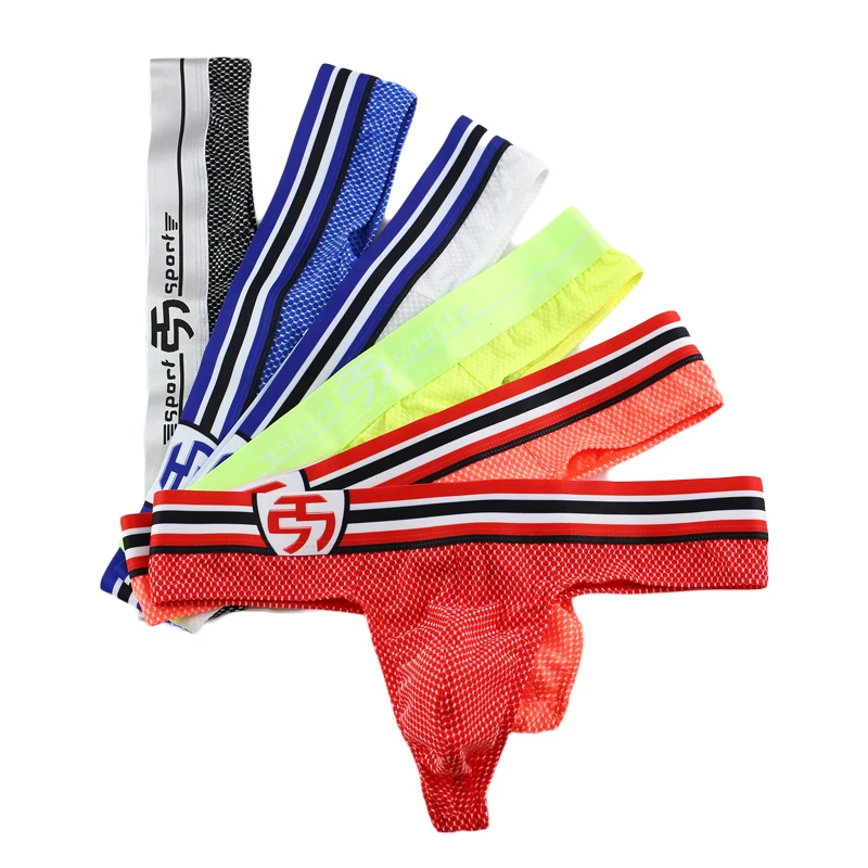 6PCS Sexy Underwear Men Thong Men Jockstrap Men's Underwear G String Low Waist Breathable Penis Pouch Underwear Cueca