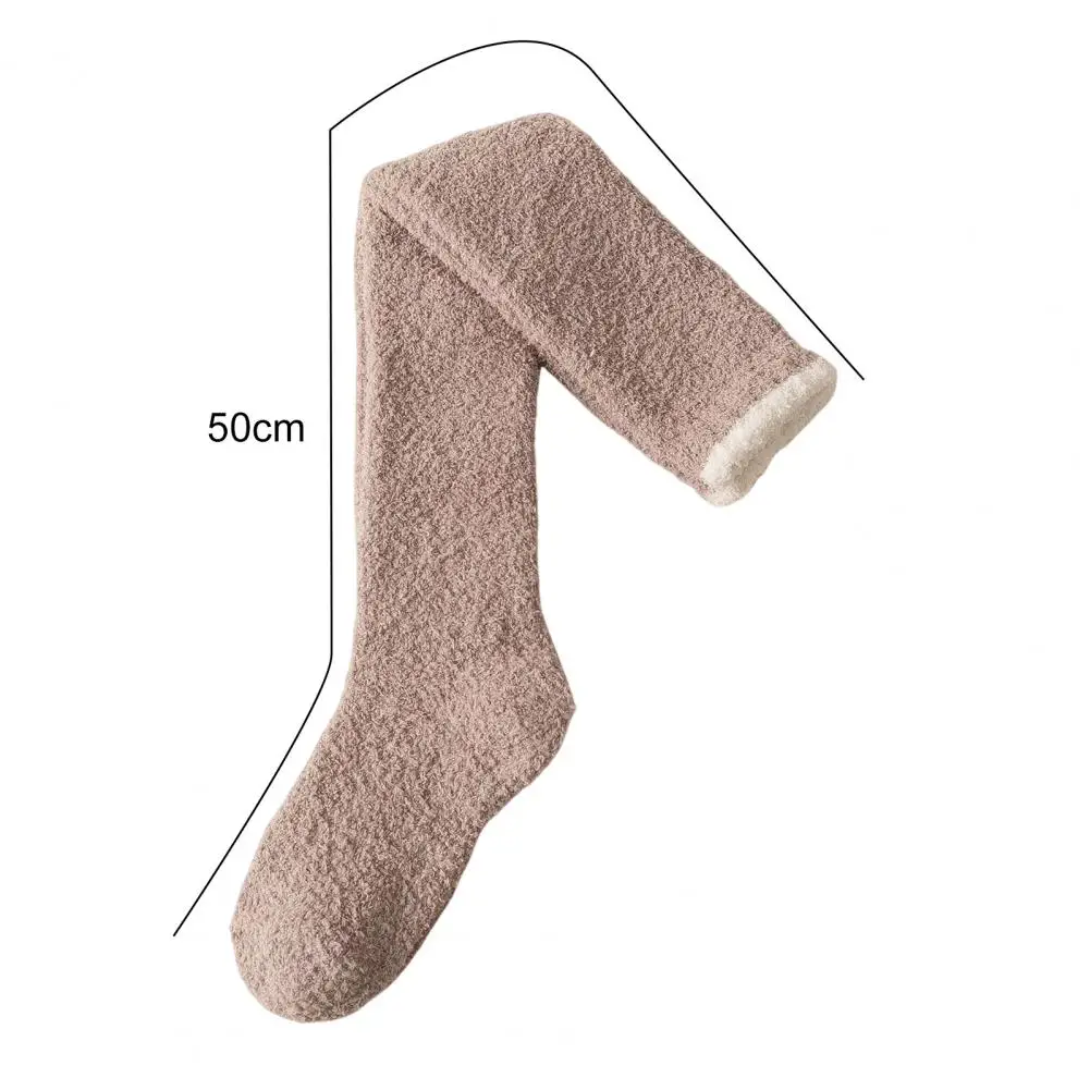 1 Pair Women Leg Warmers Winter Stockings Coral Fleece Knee Scoks Thick Warm Socks Leg Warmers Girls Windproof Thigh High Socks