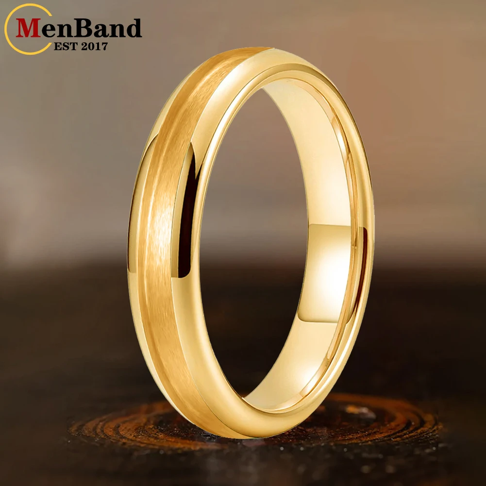 

MenBand 4mm Plating Tungsten Blank Core Ring for Customized Inlay with 2mm Groove Domed Polished Comfort Fit