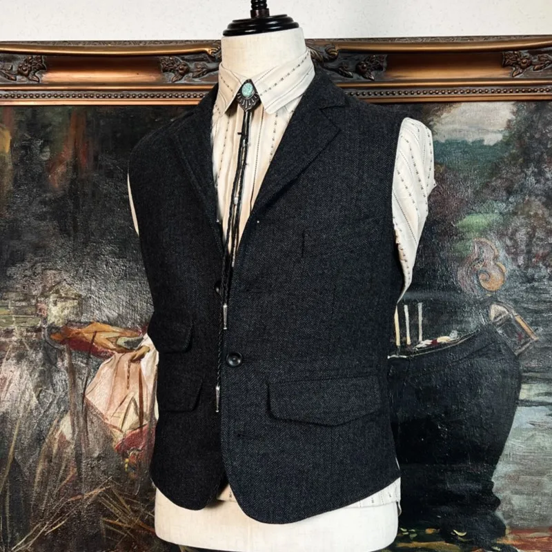 

Amekaji Style Casual Woolen Vest Retro Fit Men's Waistcoat