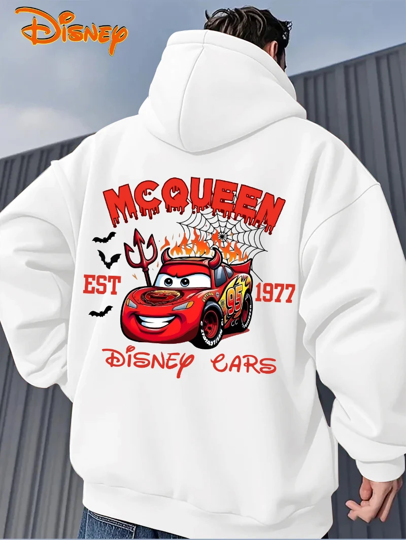 

Men's Halloween Hoodie - McQueen Cartoon Printed Hoodie Loose Hoodie Disney Fan Birthday Gift Flower Sports Shirt