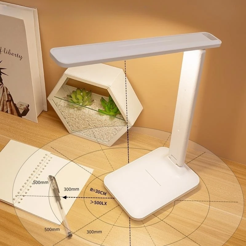 Imagem -02 - Usb de Carregamento Dobrável Candeeiro de Mesa Proteção Ocular Toque Dimmable Led Luz Dormitório Estudantil Quarto Luz Noturna de Leitura