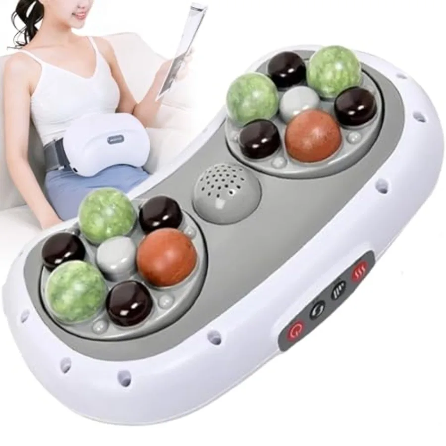 

Electric Abdominal Massager with 12 Bianstones for Fat Burning and Waist-Shoulder Relief Deep Massage for Back Buttocks Legs