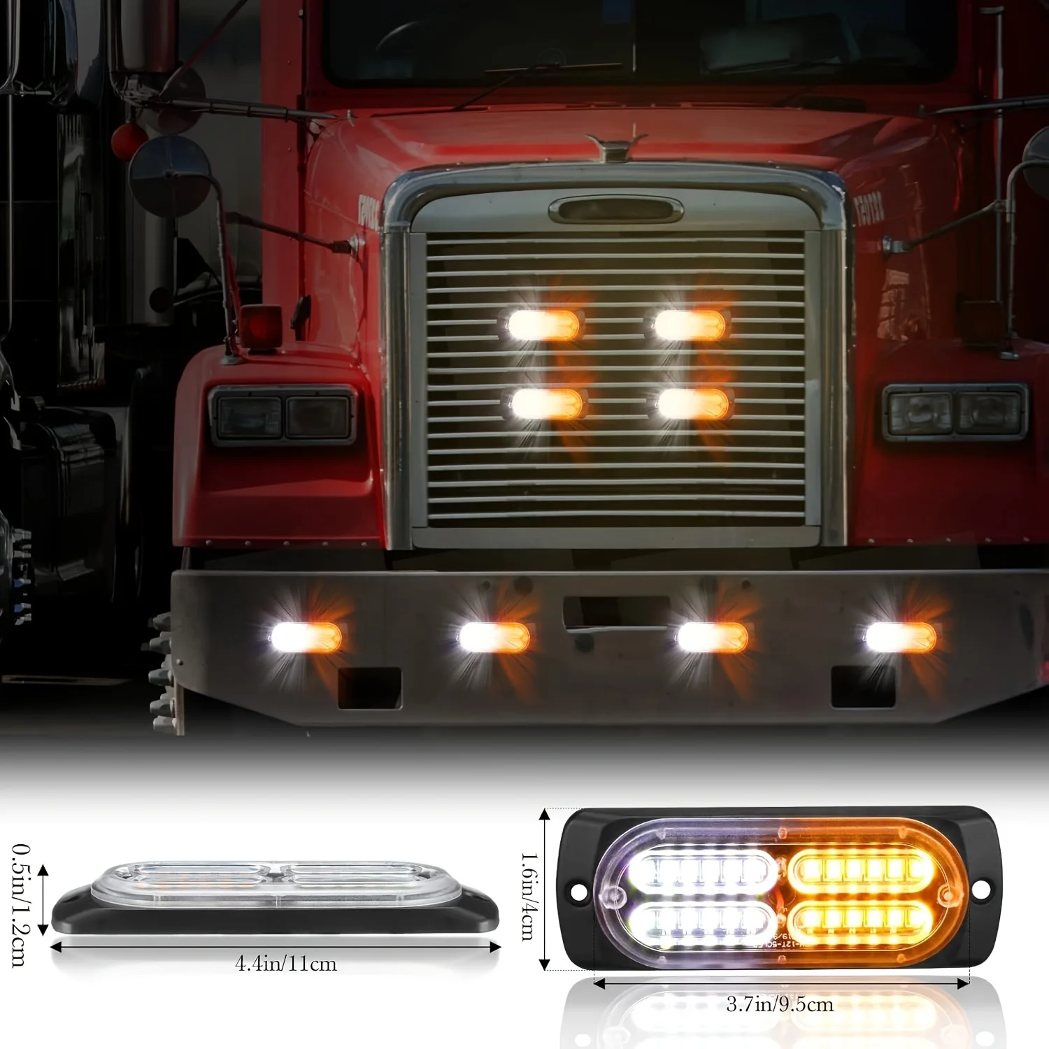 4in 1LED LIGHTING LED Grille Lights for Trucks Surface Mount Emergency Harzard Warning Strobe Light Kit 12-24V for truck