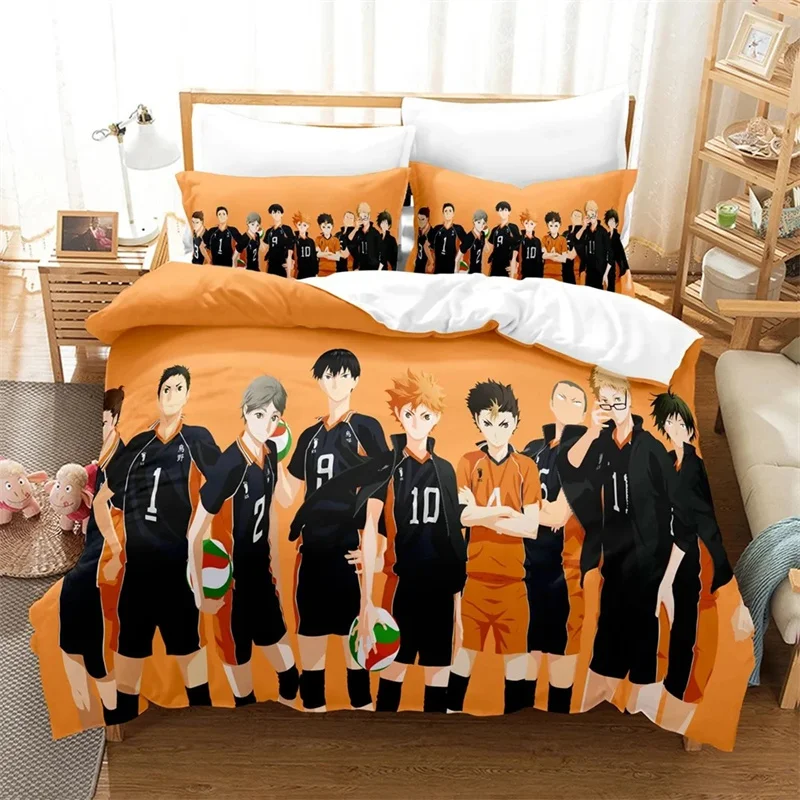 Zestawy pościeli z nadrukiem 3D Anime Haikyu wykwintny zestaw pościeli poszwa na kołdrę zestaw kołdry luksusowy prezent urodzinowy