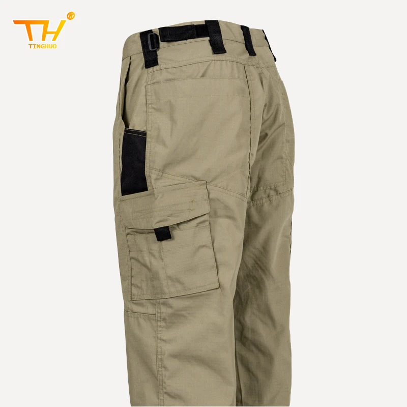 TINGHUO Multi -Pocket Men's Cargo Pants Solid color Trousers Soft Shell Pants Outdoor Tactics Water Proof Hiking Pants Men