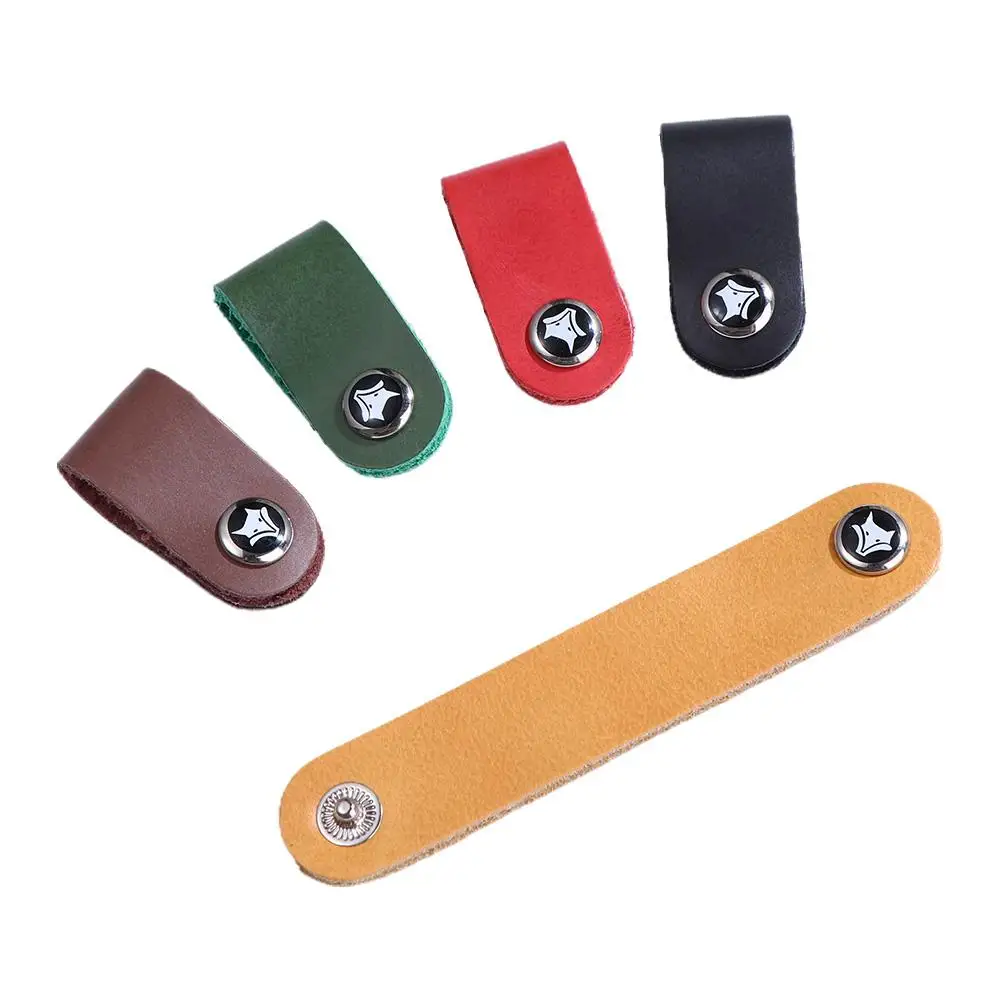 Enrouleur de câble USB en cuir de vachette, support d'écouteurs, sangles de rangement bien rangées