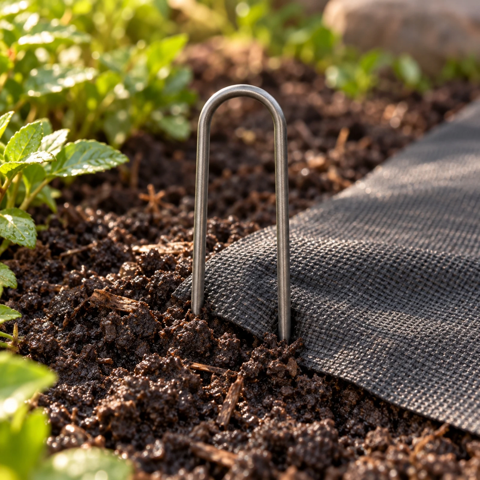 100 Pieces U-Shaped Ground Stake Sturdy Galvanized Steel Landscape Staple Turf Securing Stake Low-Profile Ground Anchor Stakes