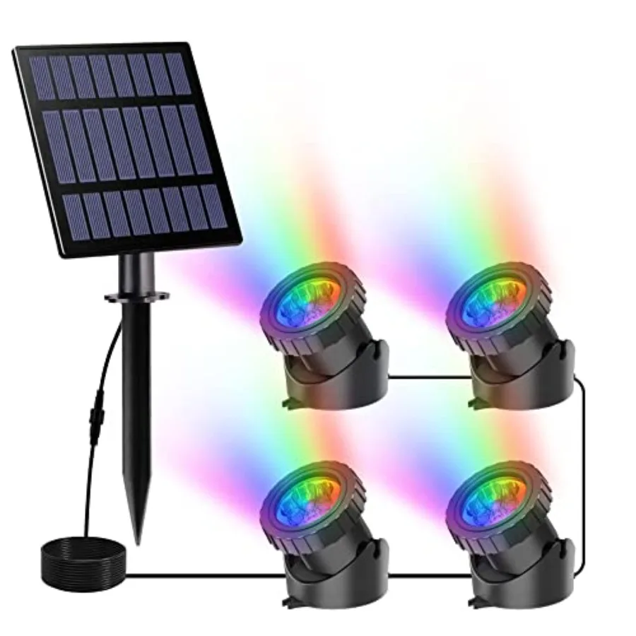 

Solar Pond Lights, Super Bright RGB LED Underwater Spotlights Color Changing Submersible Pond Light IP68 Waterproof Fountain Li