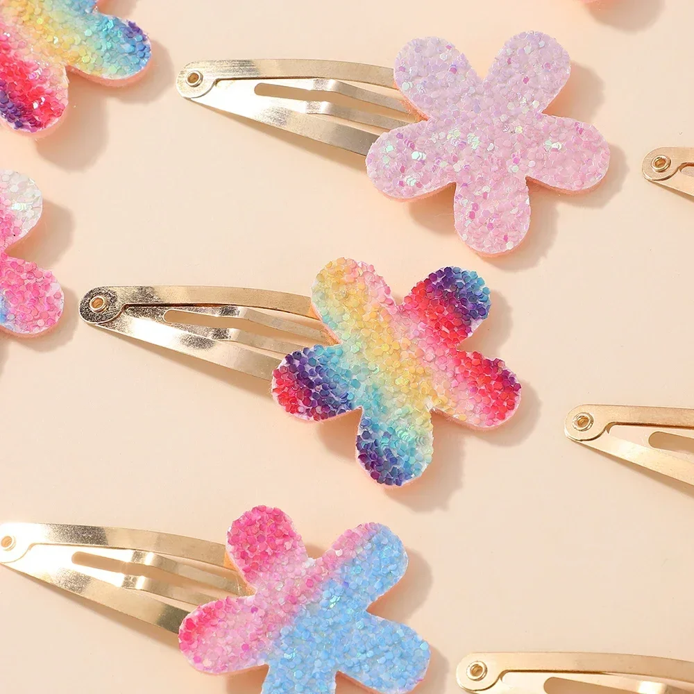 16Pcs/set Cute Glitter Rainbow Heart Star BB Handmade Hair Clips for Girls Handmade Hairpins Barrettes Headwear Hair Accessories