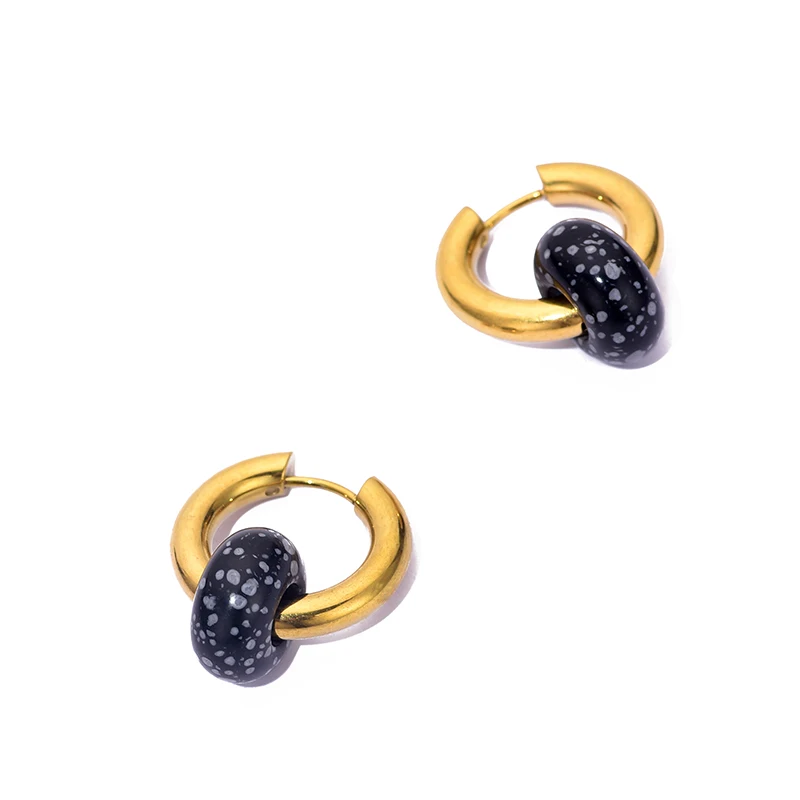Klassische Mode Naturstein Runde Perle Creolen Frau Türkisen 3,0mm Dicke Edelstahl Ohr Schnalle Ohrringe Schmuck – Detail 28