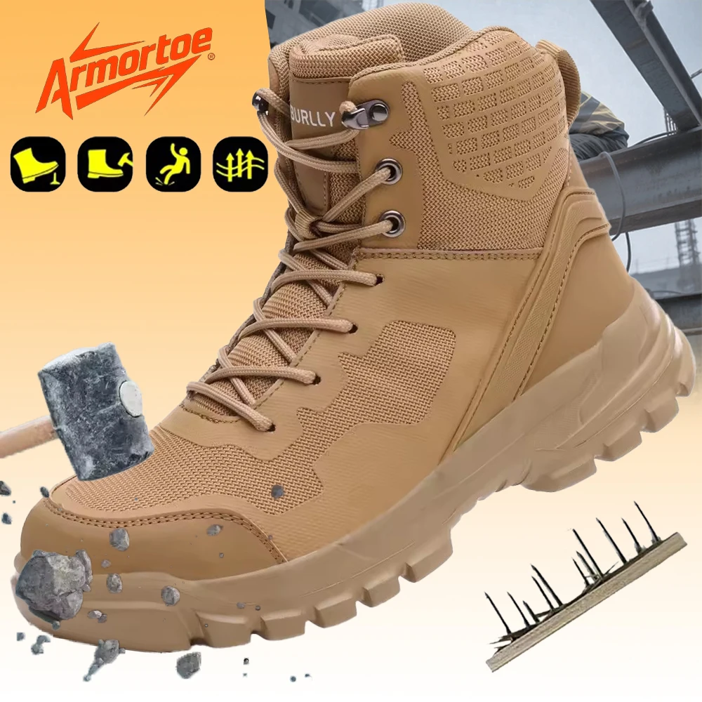 

ArmorToe High-top Steel Head Anti-smash Anti-stabbing Safety Shoes Comfortable Breathable Work Shoes Non-slip #Armor2734