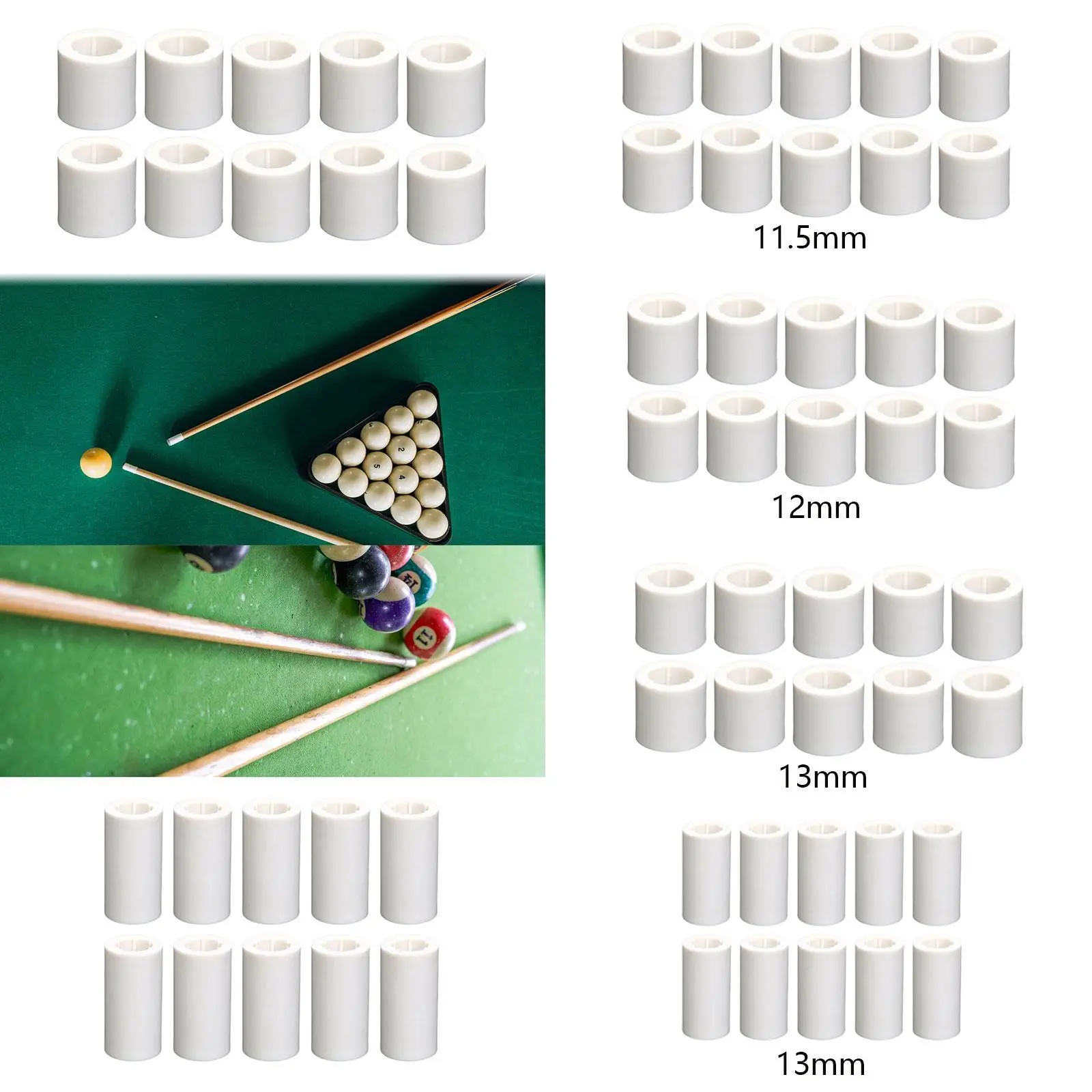 

10Pcs Billiard Cue Stick Ferrules Compact Lightweight Billiard Cue Ferrules