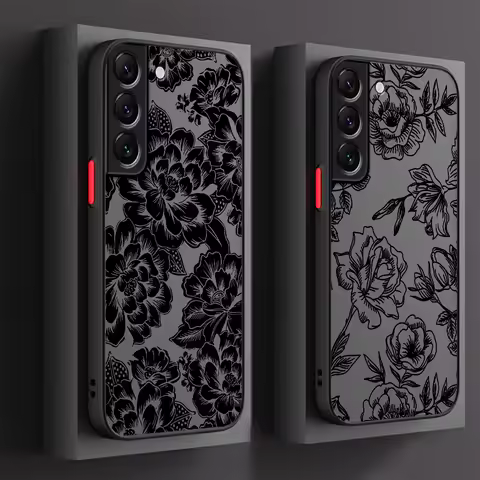 phone cases for Samsung Galaxy S23 Ultra S20 9 S24 S21 FE Note20 S10 S22 10 Luxury Matte Back Cover Elegant Cool Rose Flower Art