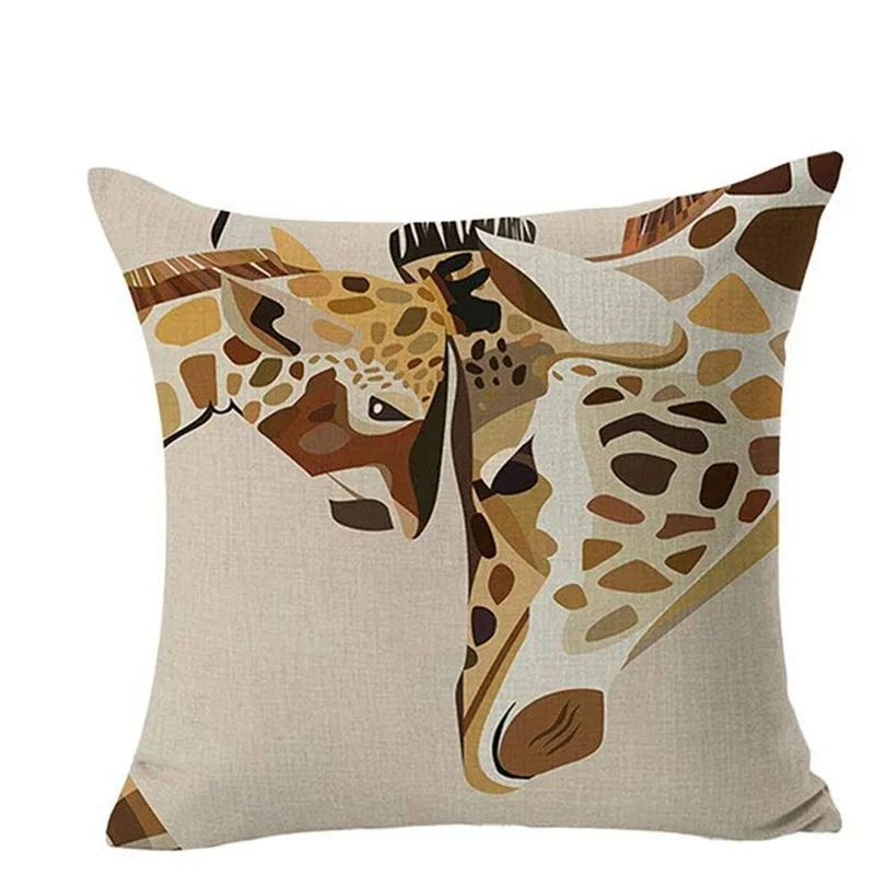 

Giraffe Koala Elephant Rabbit Parent-child linen pillowcase sofa cushion cover home decoration can be customized for you
