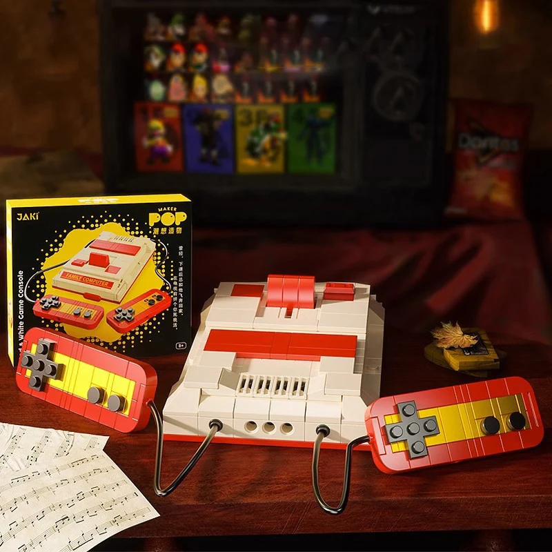 الإبداعية الرجعية آلة الكاتبة الإلكترونية لعبة وحدة التحكم وكمان اللبنات الكلاسيكية اللون التلفزيون كمبيوتر مكتبي لتقوم بها بنفسك الطوب اللعب هدية