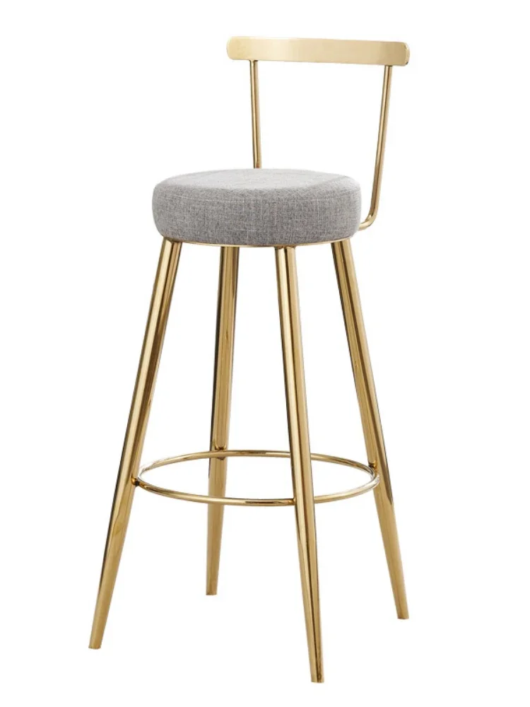 Counter Height Bar Stools with Back, Modern Barstools Island Chair with Polished Gold Stainless Steel and Comfortable Cushion