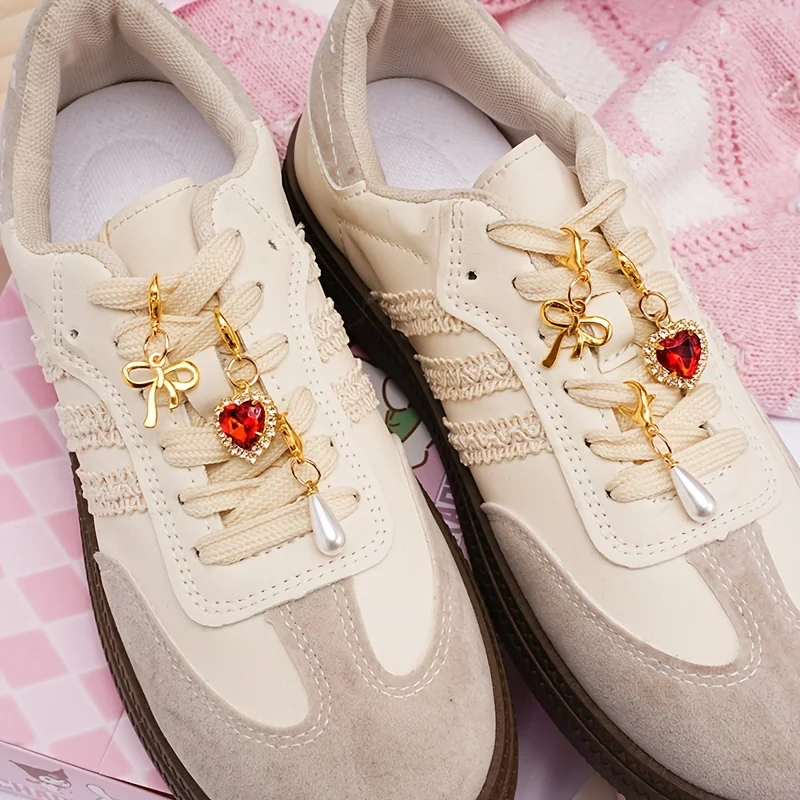 6Pcs Sweet Hot Girl Style Bow Heart Imitation Pearl Shoe Charms, For Women Daily Outfit, Party and Gifting