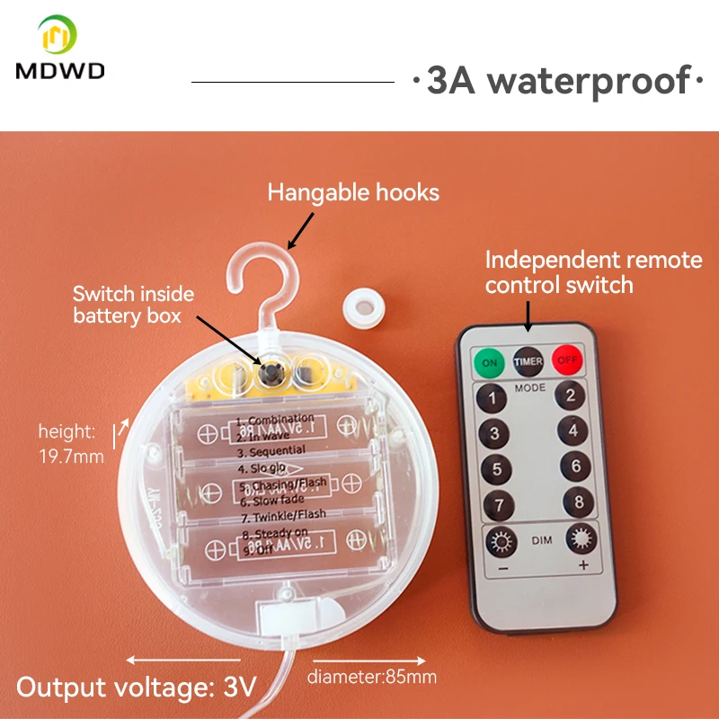 리모컨 전원 공급 장치 세트, 호흡 조명, 수면 시간 조절 가능, 모래 테이블 스위치, 3V