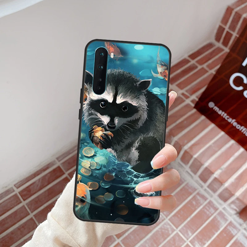 Capa de guaxinim dos desenhos animados kawaii para oneplus 10r 10t 8t 12r 13r 13s 13 12 11 9 nord ce 5 2 3 4 lite n10 n20 n30 capa