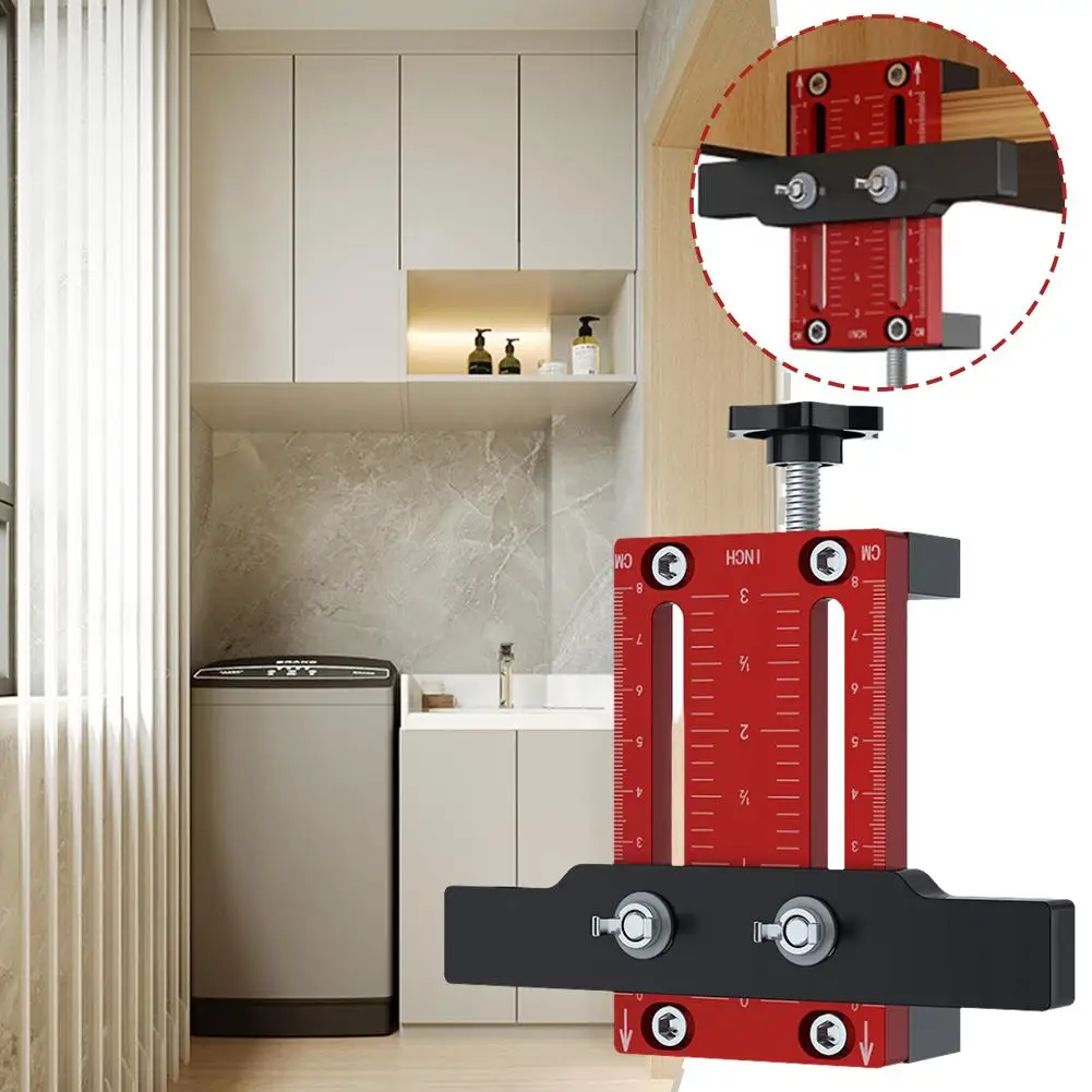 Cabinet Door Mounting Jig, With Support Arm&clamp, Aluminum Alloy Body Tool For Installing Cabinets With Face Frame Or Fram K8h7