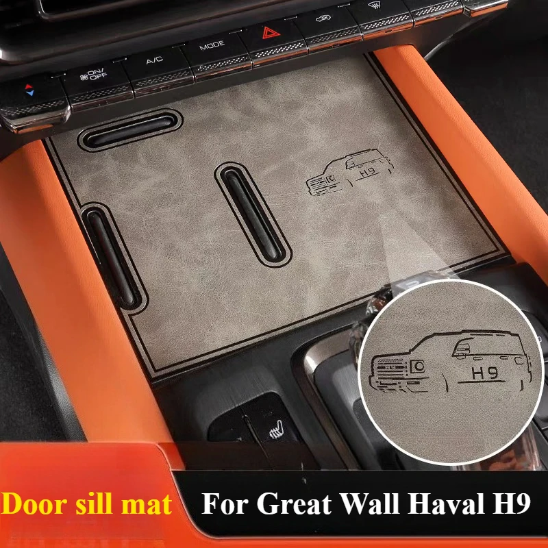 

For Great Wall Haval H9 2024 2025 Car Gate Slot Mat Leather Anti-Slip Waterproof Cup Holder Pad Car Door Groove Mats Accessories