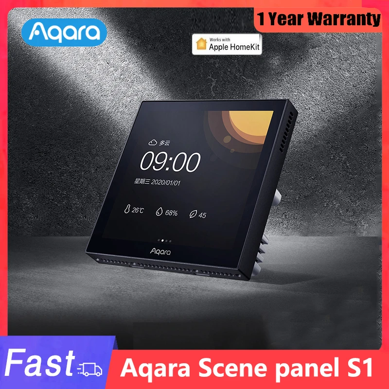 Aqara Scene panel S1 Touch Screen Switch Zigbee 3.0 Temperature LCD Lamp Center Control Panel for Apple Homekit/Aqara Home APP