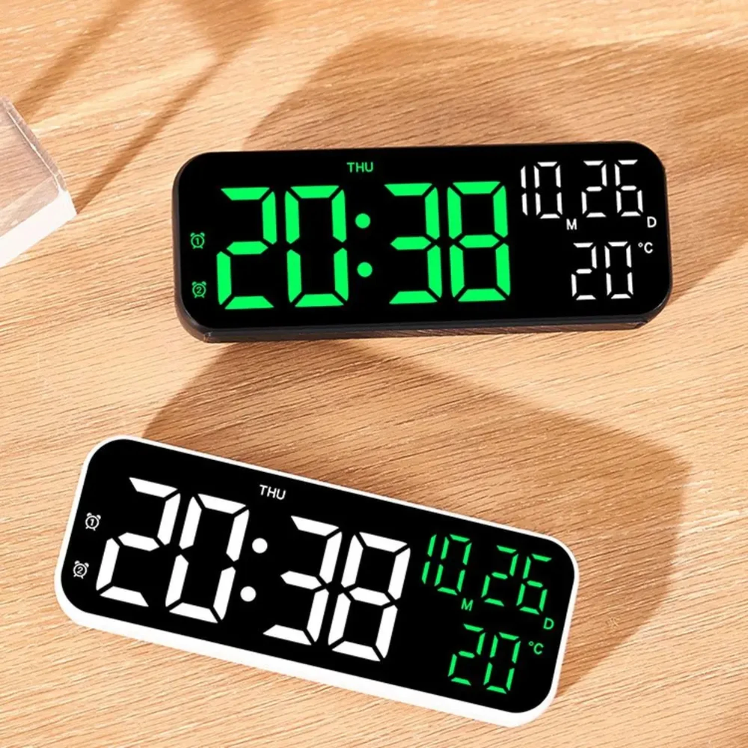 Digital Alarm Clock  with Phone Holder Display Temperature Date  Trip Bedside Clock