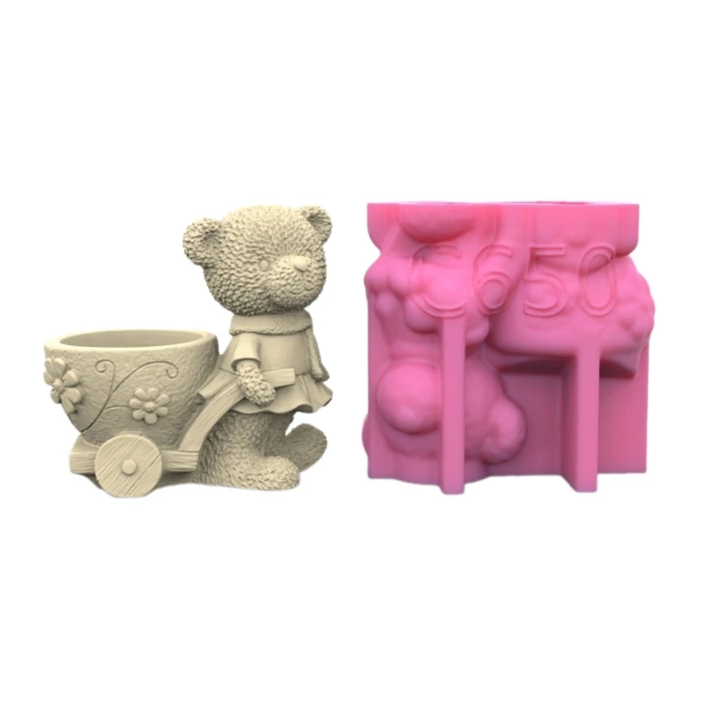

Y4QE Bear Flower Pots Mold Epoxy Resin Mold Pen Holder Holder Cement Mold