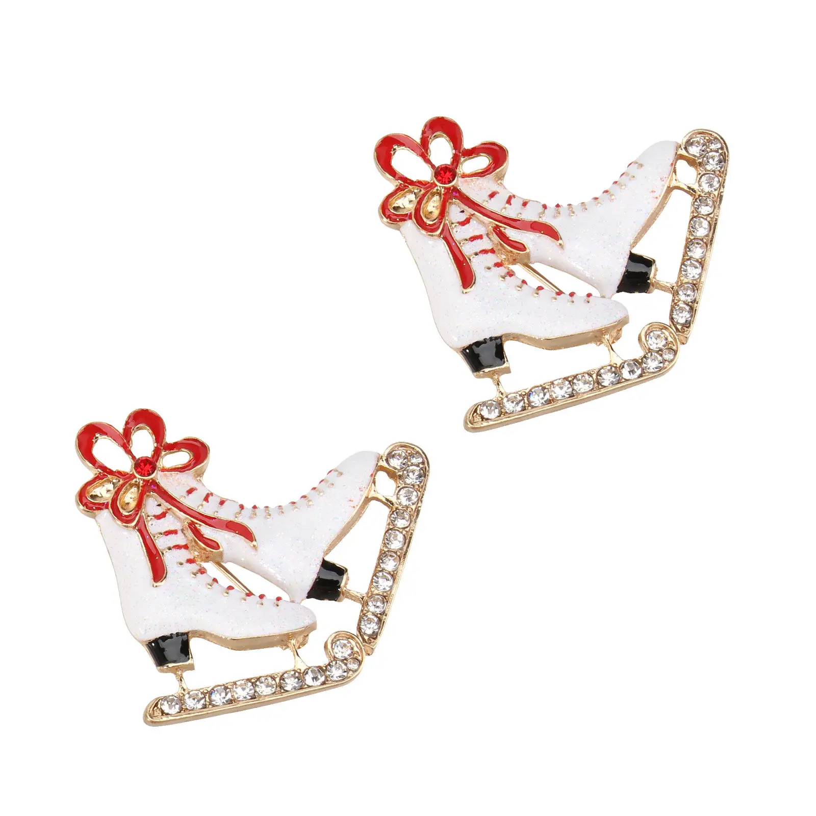 2Pcs White Boots Brooch Zinc Alloy Collar Pins Elegant Accessories for Women Girls Party Wedding Gifts